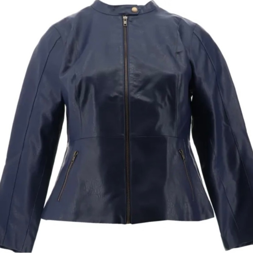 Navy faux preplum jacket